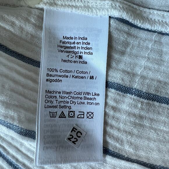 J Crew Puff Sleeve Top In Sheer Gauze Womens Medium White Striped - Picture 8 of 11